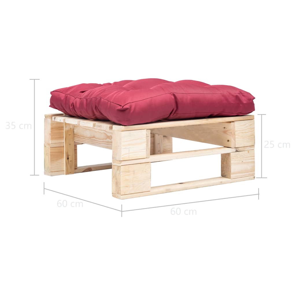vidaXL Garten-Palettenhocker mit Rotem Kissen Holz Natur