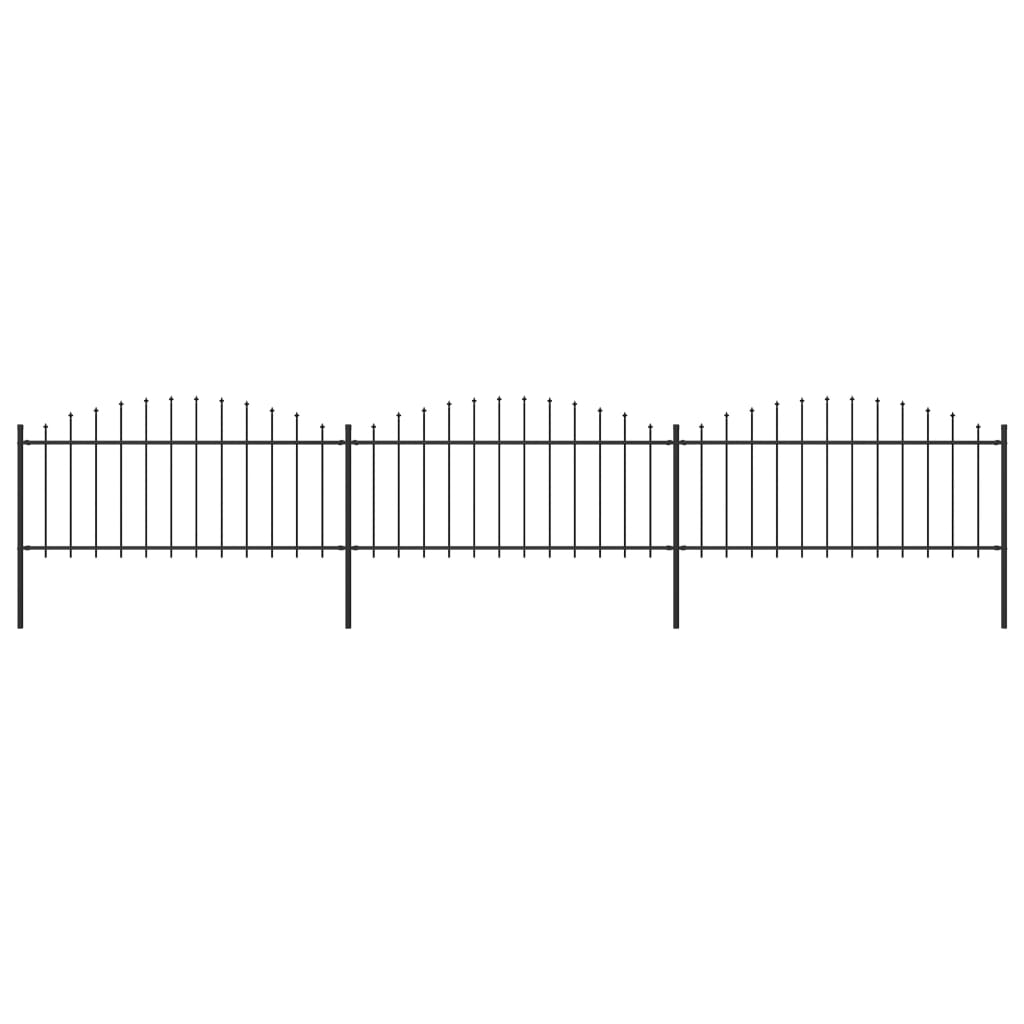 Gartenzaun mit Speerspitzen Stahl (0,5 - 0,75) x 5,1 m Schwarz