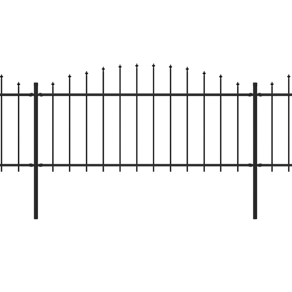 Gartenzaun mit Speerspitzen Stahl (0,5 - 0,75) x 5,1 m Schwarz
