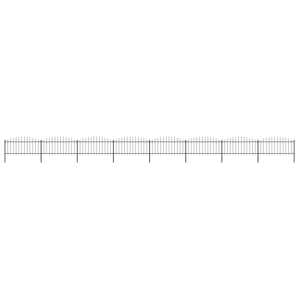 Gartenzaun mit Speerspitzen Stahl (0,5 - 0,75) x 13,6 m Schwarz