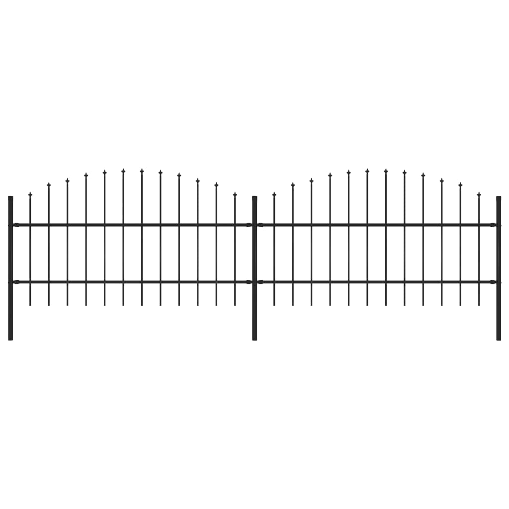 Gartenzaun mit Speerspitzen Stahl (0,75 - 1) x 3,4 m Schwarz