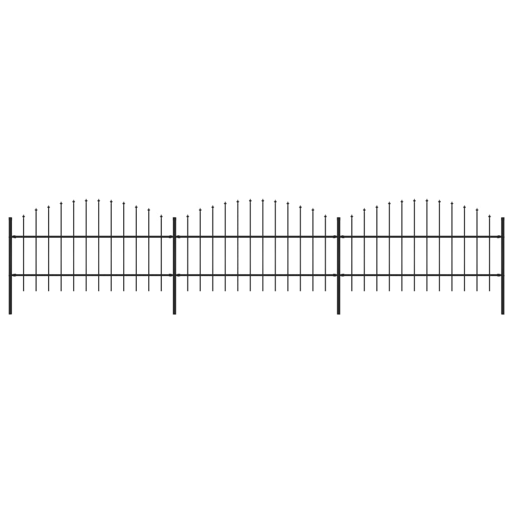 Gartenzaun mit Speerspitzen Stahl (0,75 - 1) x 5,1 m Schwarz