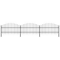 Thumbnail for Gartenzaun mit Speerspitzen Stahl (0,75 - 1) x 5,1 m Schwarz