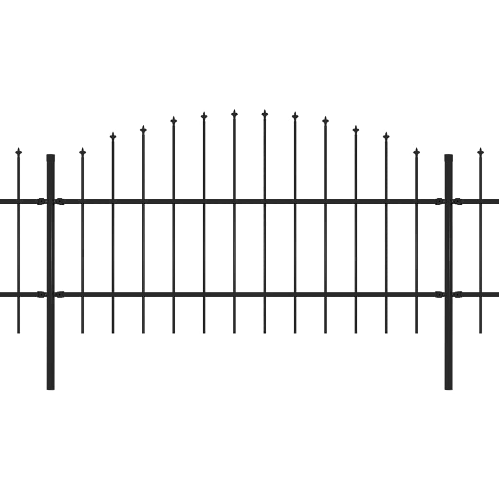Gartenzaun mit Speerspitzen Stahl (0,75 - 1) x 5,1 m Schwarz