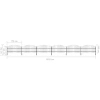 Thumbnail for Gartenzaun mit Speerspitzen Stahl (0,75 - 1) x 10,2 m Schwarz