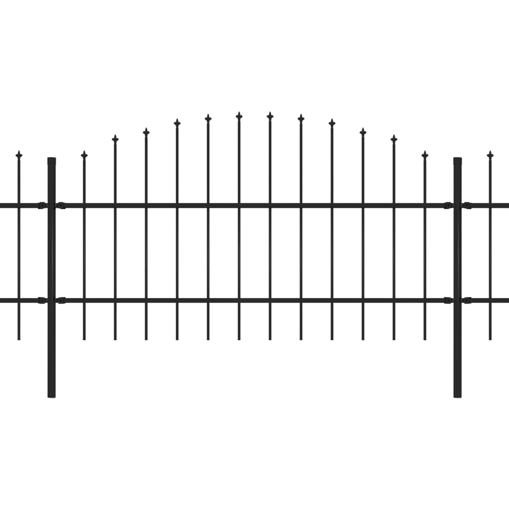 Gartenzaun mit Speerspitzen Stahl (0,75 - 1) x 13,6 m Schwarz