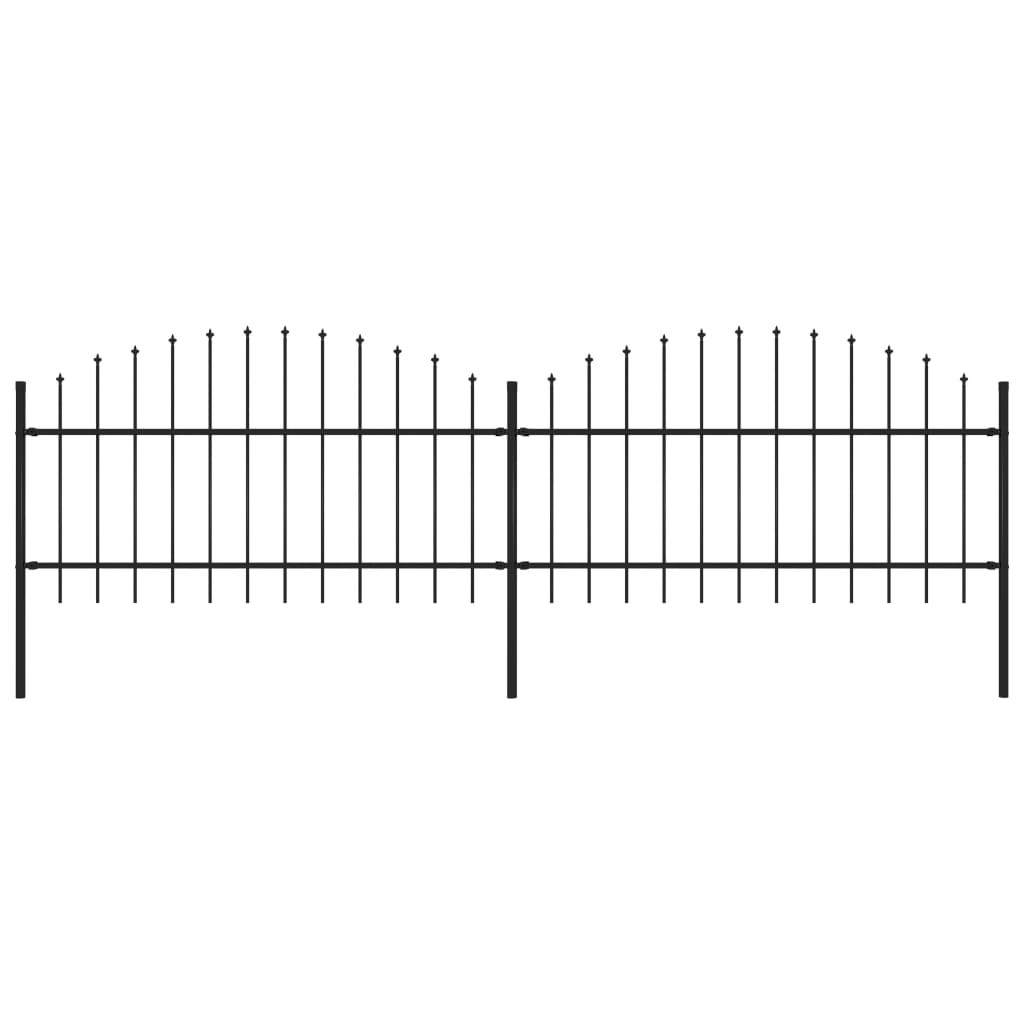 Gartenzaun mit Speerspitzen Stahl (1 - 1,25) x 3,4 m Schwarz