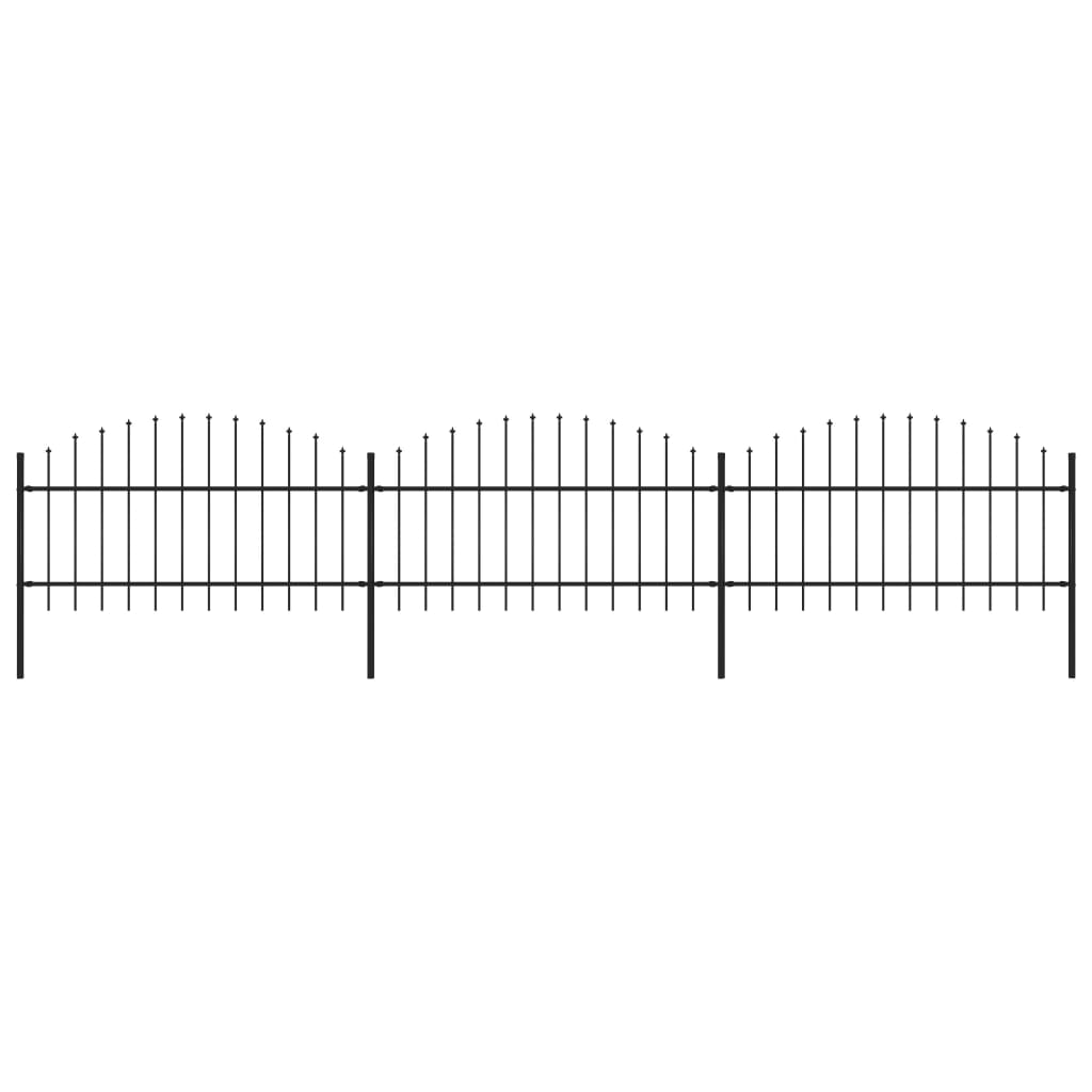 Gartenzaun mit Speerspitzen Stahl (1 - 1,25) x 5,1 m Schwarz