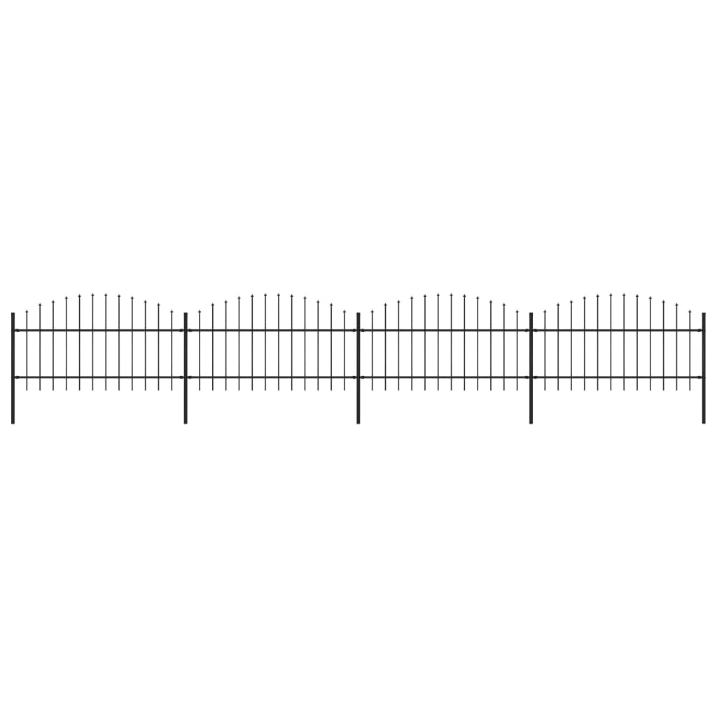 Gartenzaun mit Speerspitzen Stahl (1 - 1,25) x 6,8 m Schwarz