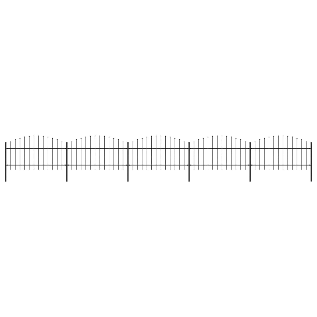 Gartenzaun mit Speerspitzen Stahl (1 - 1,25) x 8,5 m Schwarz