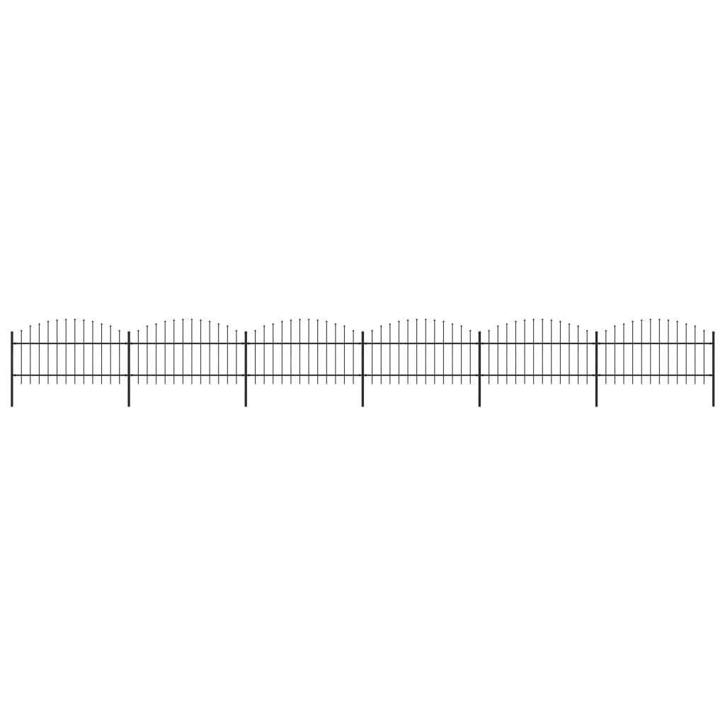 Gartenzaun mit Speerspitzen Stahl (1 - 1,25) x 10,2 m Schwarz