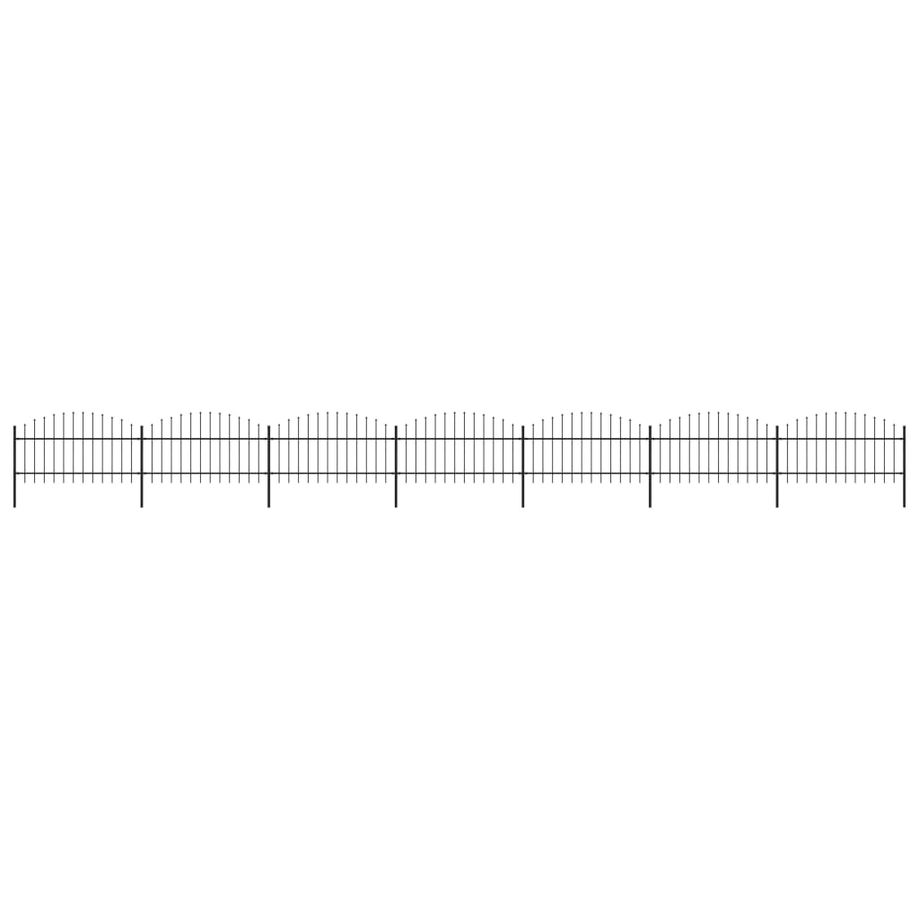 Gartenzaun mit Speerspitzen Stahl (1 - 1,25) x 11,9 m Schwarz