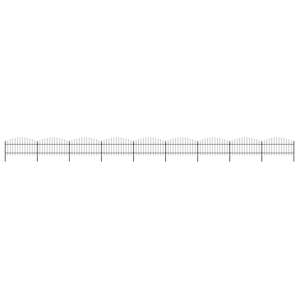 Gartenzaun mit Speerspitzen Stahl (1 - 1,25) x 15,3 m Schwarz