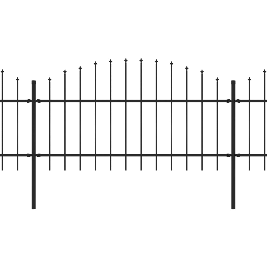 Gartenzaun mit Speerspitzen Stahl (1 - 1,25) x 15,3 m Schwarz