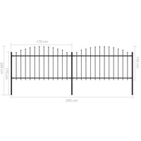 Thumbnail for Gartenzaun mit Speerspitzen Stahl (1,25 - 1,5) x 3,4 m Schwarz