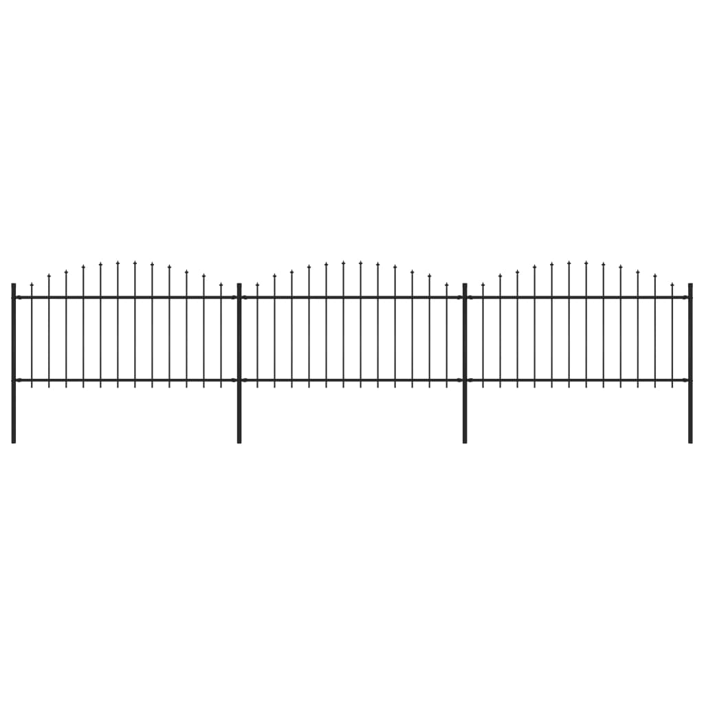 Gartenzaun mit Speerspitzen Stahl (1,25 - 1,5) x 5,1 m Schwarz