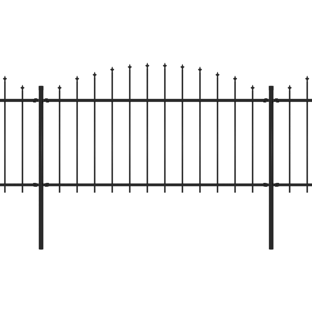 Gartenzaun mit Speerspitzen Stahl (1,25 - 1,5) x 8,5 m Schwarz