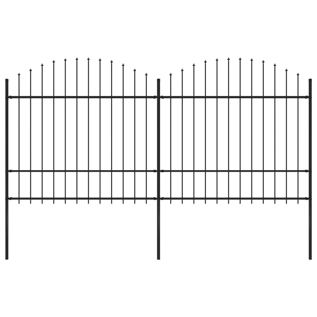 Gartenzaun mit Speerspitzen Stahl (1,5 - 1,75) x 3,4 m Schwarz