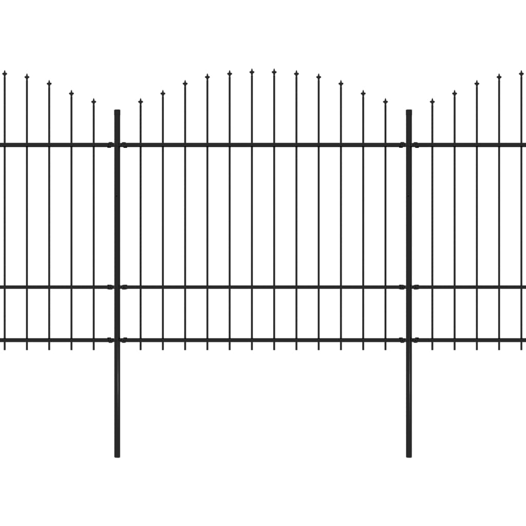 Gartenzaun mit Speerspitzen Stahl (1,5 - 1,75) x 3,4 m Schwarz