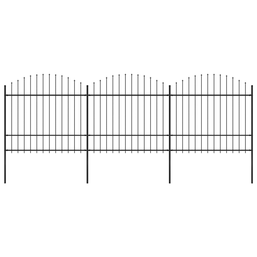 Gartenzaun mit Speerspitzen Stahl (1,5 - 1,75) x 5,1 m Schwarz