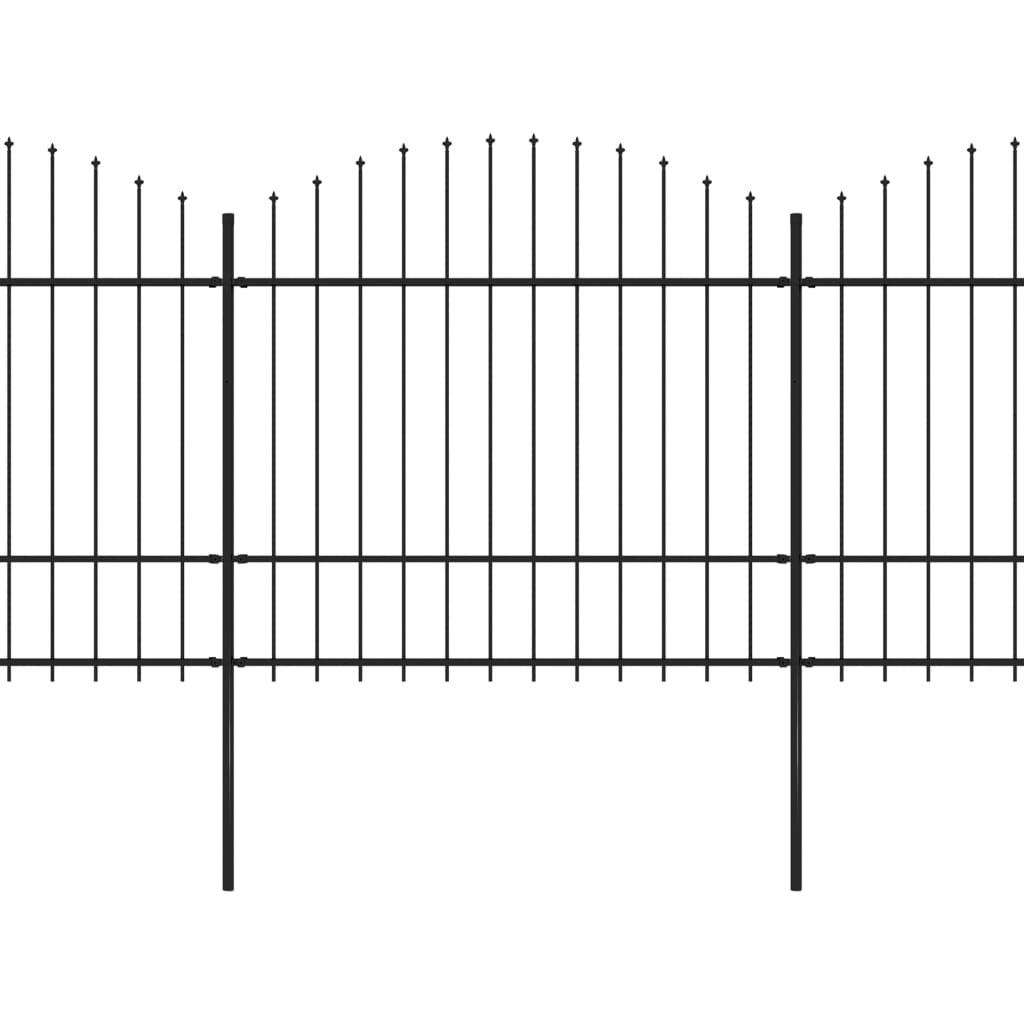 Gartenzaun mit Speerspitzen Stahl (1,5 - 1,75) x 6,8 m Schwarz
