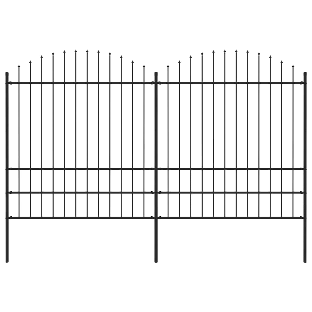 Gartenzaun mit Speerspitzen Stahl (1,75 - 2) x 3,4 m Schwarz