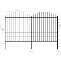 Thumbnail for Gartenzaun mit Speerspitzen Stahl (1,75 - 2) x 3,4 m Schwarz