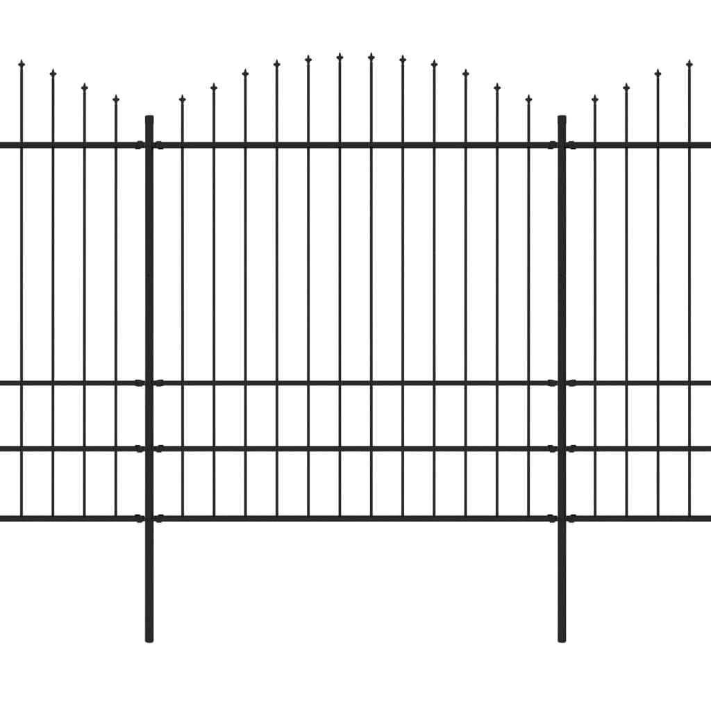 Gartenzaun mit Speerspitzen Stahl (1,75 - 2) x 6,8 m Schwarz