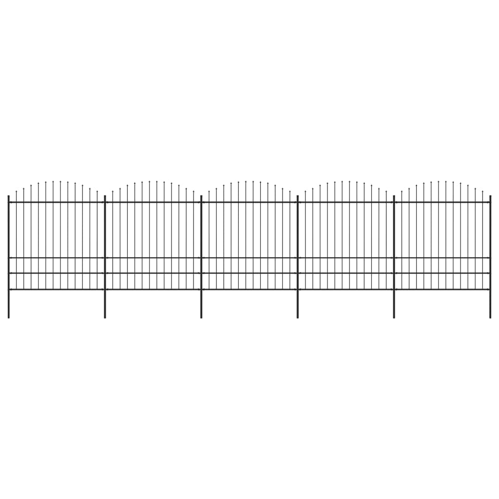 Gartenzaun mit Speerspitzen Stahl (1,75 - 2) x 8,5 m Schwarz