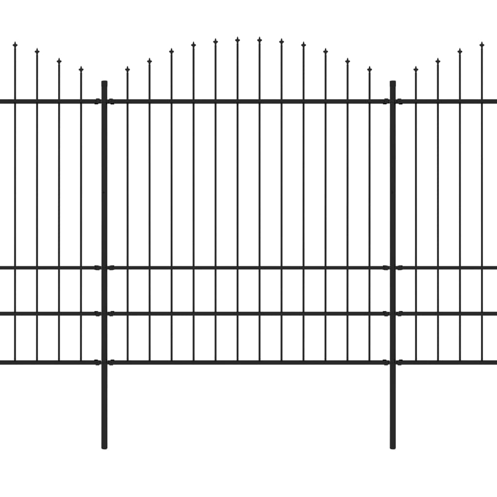 Gartenzaun mit Speerspitzen Stahl (1,75 - 2) x 8,5 m Schwarz