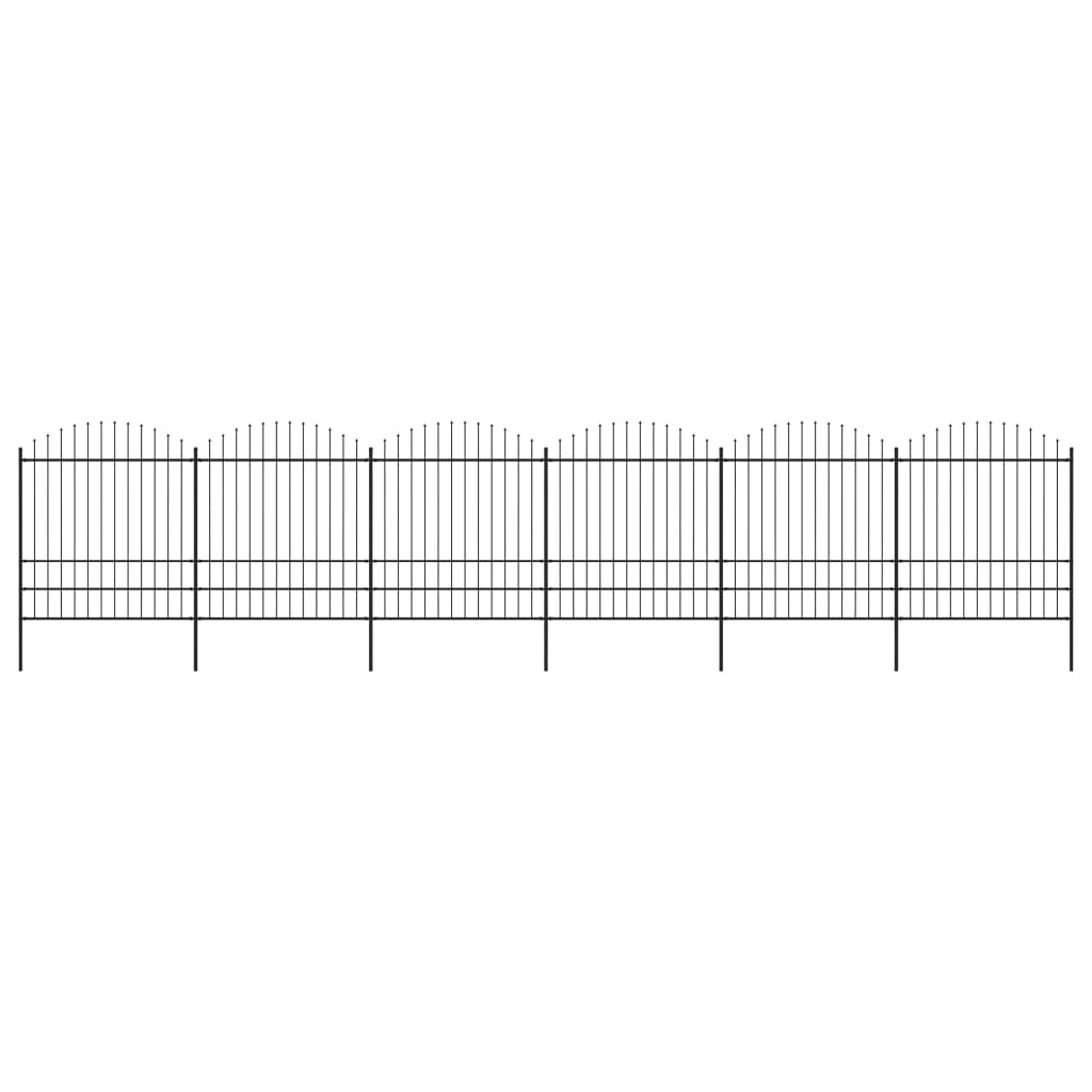 Gartenzaun mit Speerspitzen Stahl (1,75 - 2) x 10,2 m Schwarz