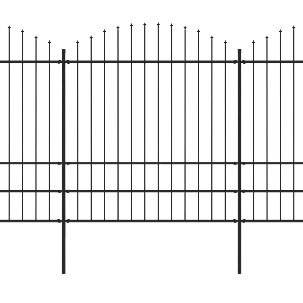 Gartenzaun mit Speerspitzen Stahl (1,57 - 2) x 11,9 m Schwarz