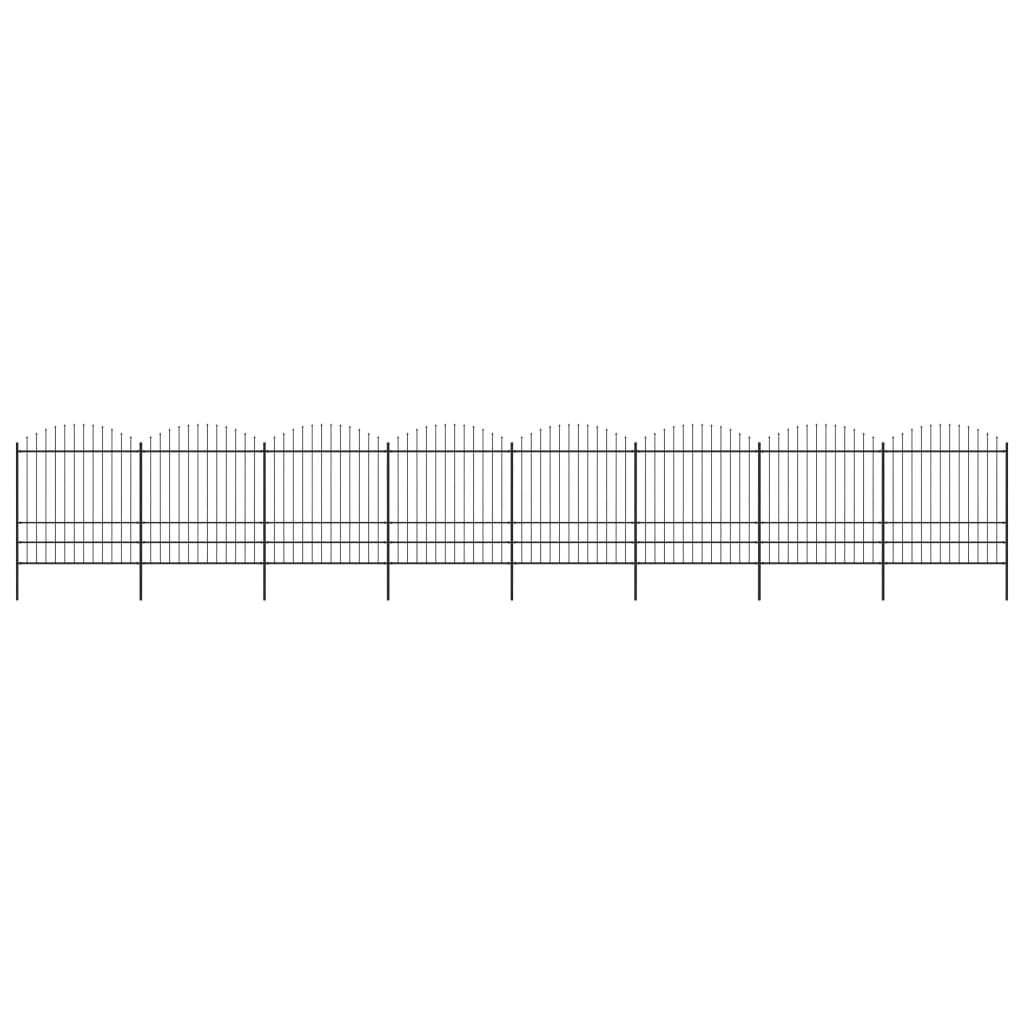 Gartenzaun mit Speerspitzen Stahl (1,75 - 2) x 13,6 m Schwarz