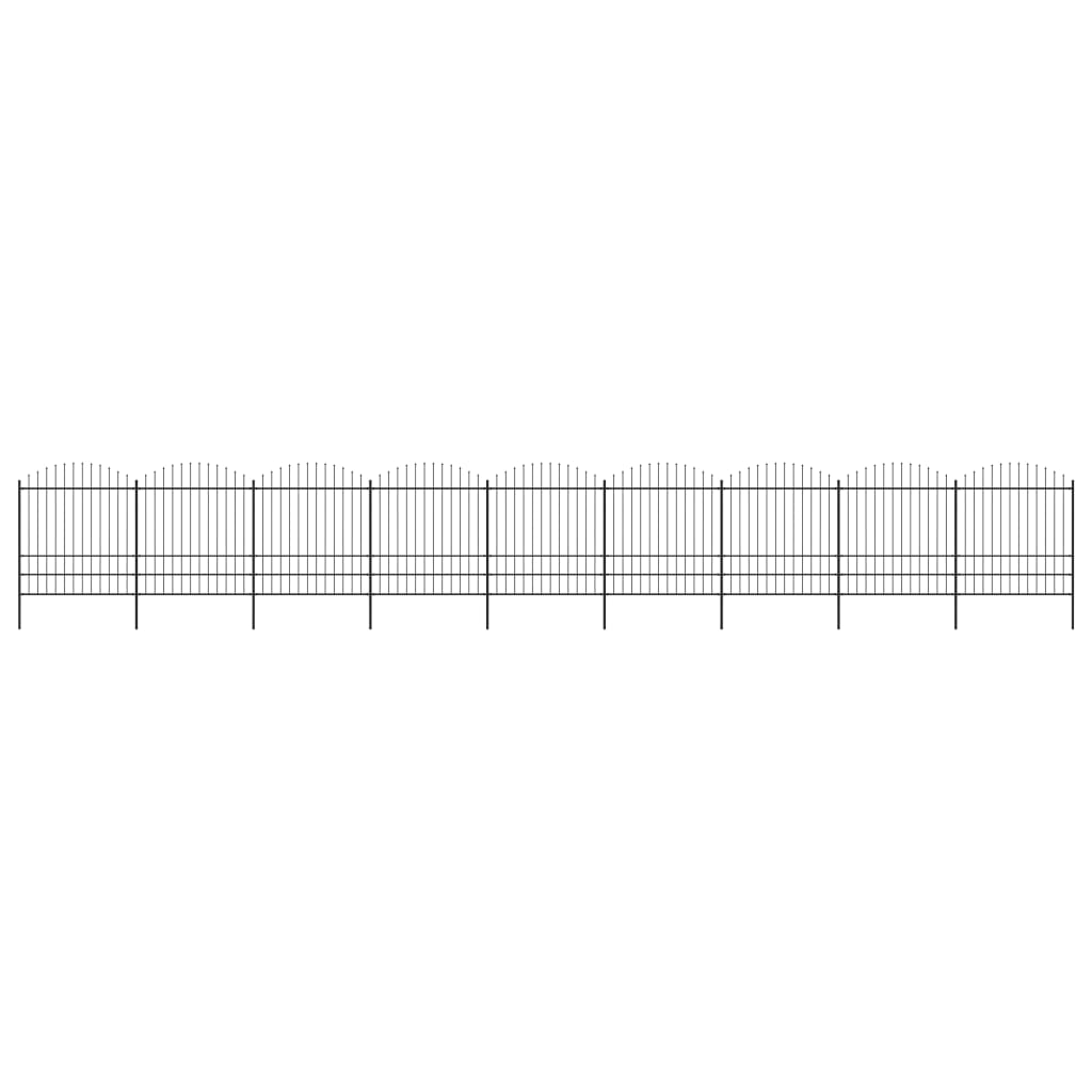 Gartenzaun mit Speerspitzen Stahl (1,75 - 2) x 15,3 m Schwarz