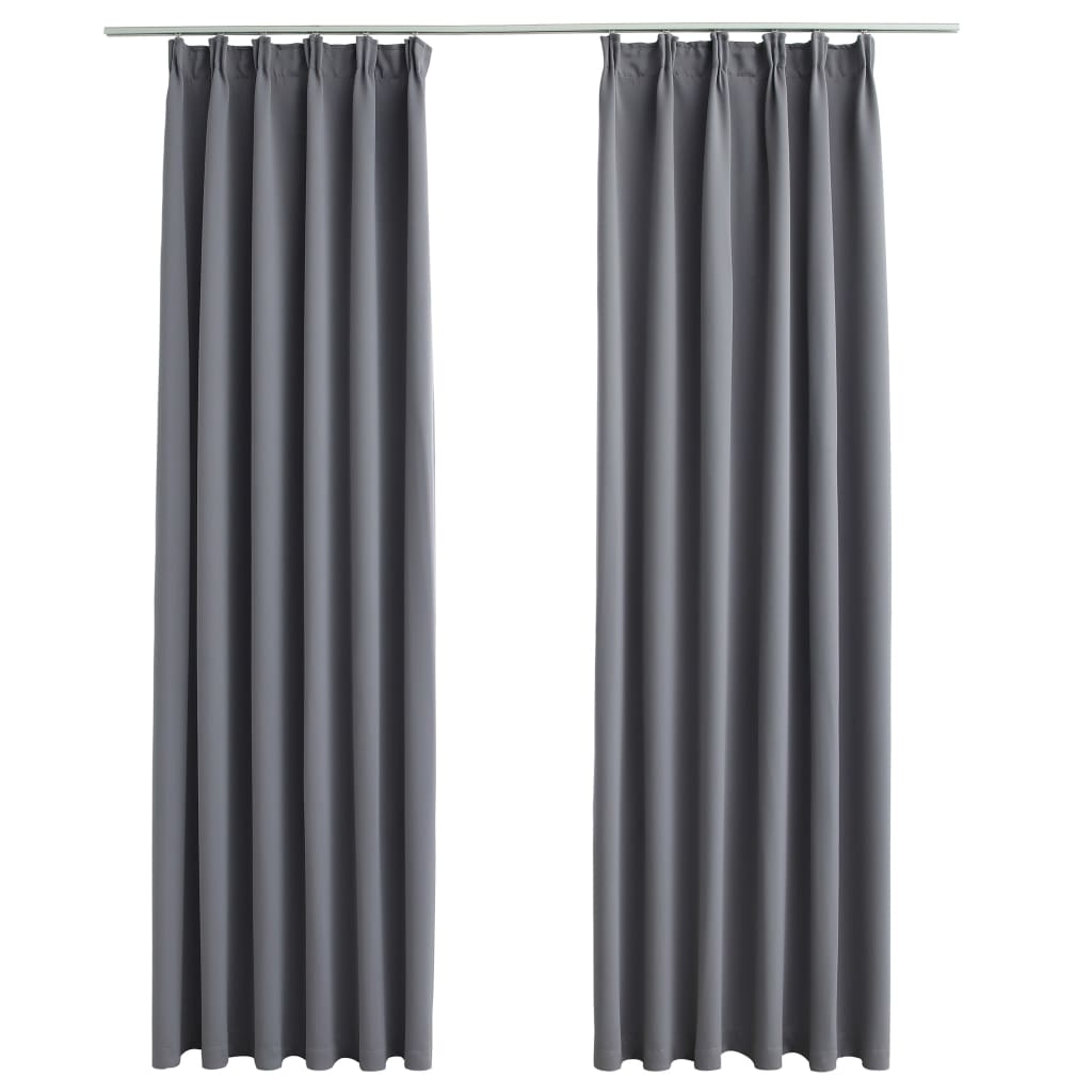Verdunkelungsvorhänge mit Haken 2 Stk. Grau 140x225cm