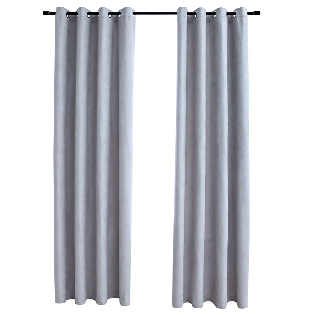 Verdunkelungsvorhänge mit Metallösen 2 Stk. Grau 140x175 cm