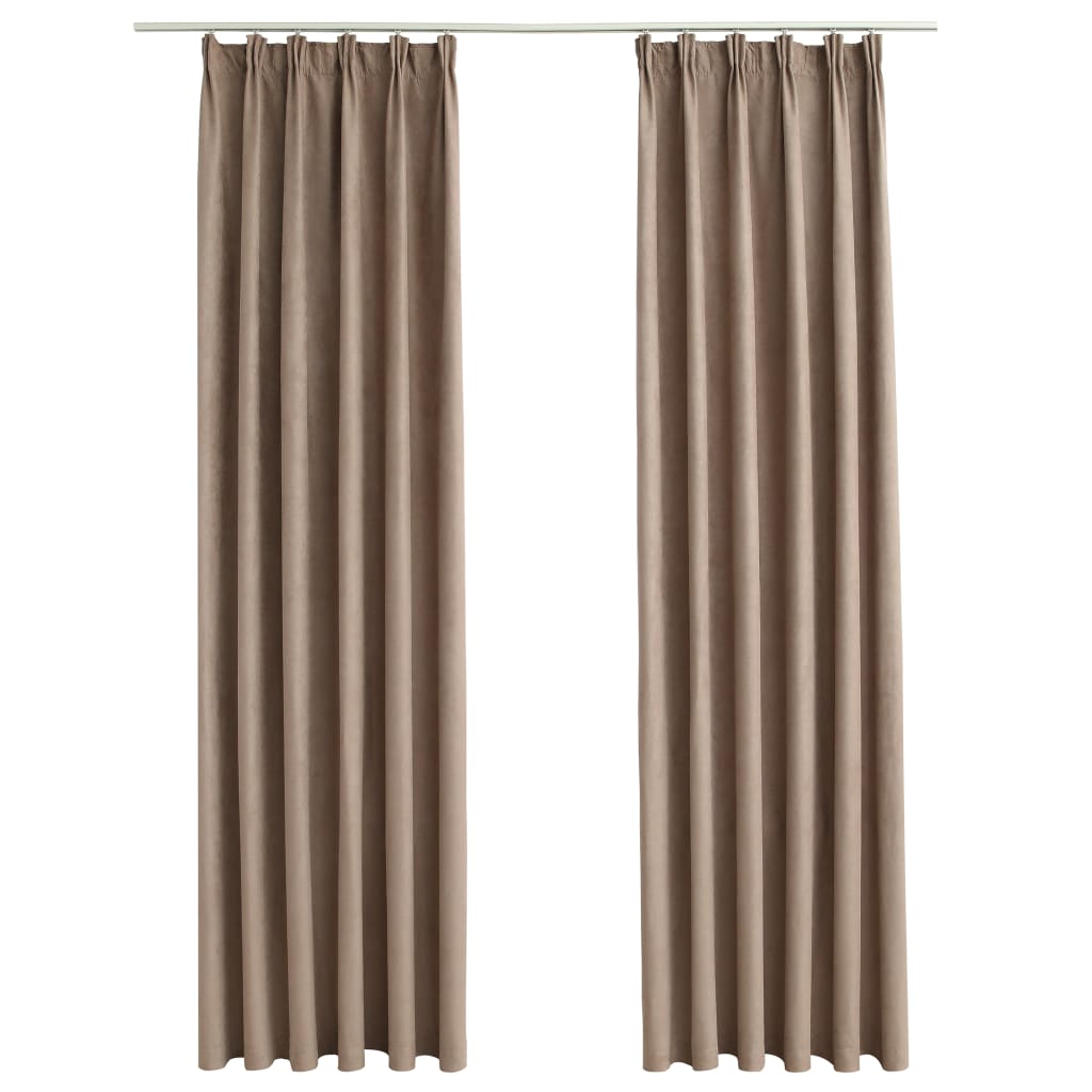 Verdunkelungsvorhänge mit Haken 2 Stk. Taupe 140x225 cm