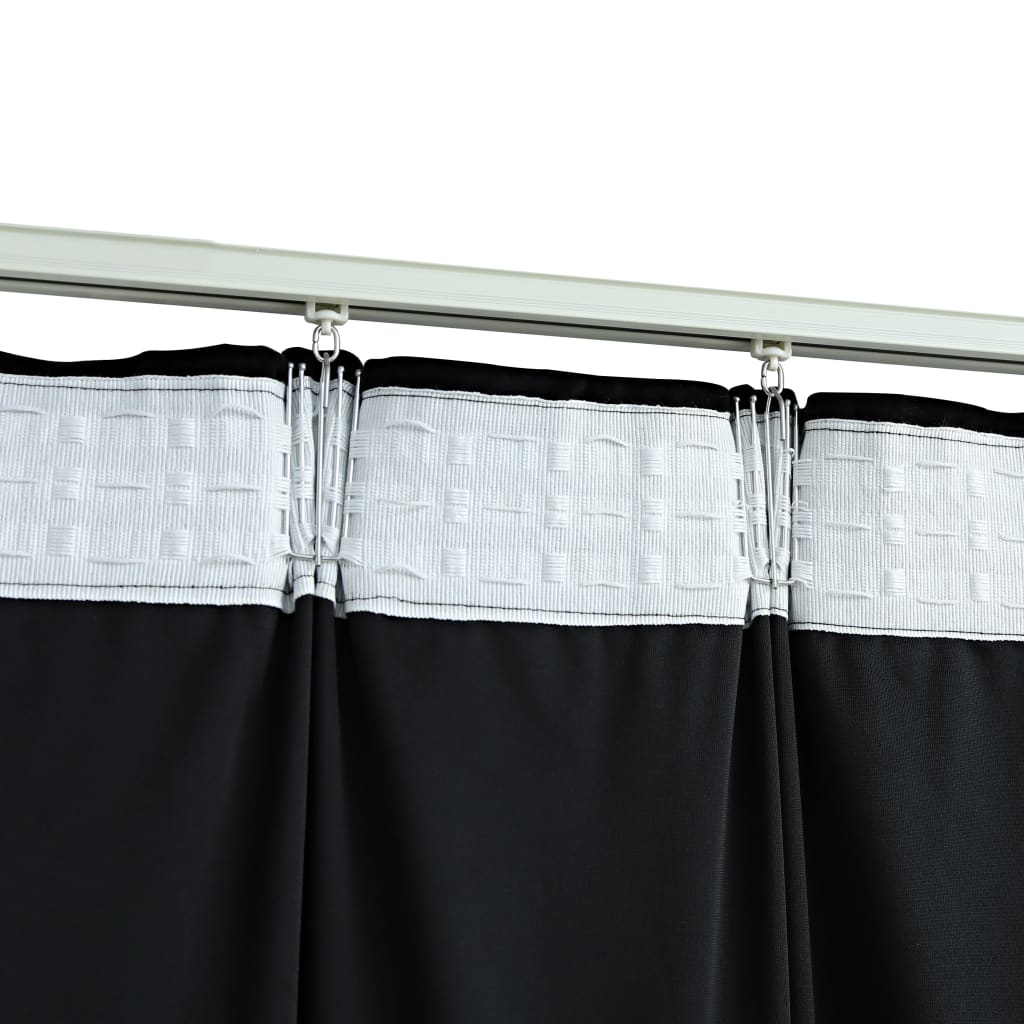 Verdunkelungsvorhänge mit Haken 2 Stk. Samt Schwarz 140x175 cm