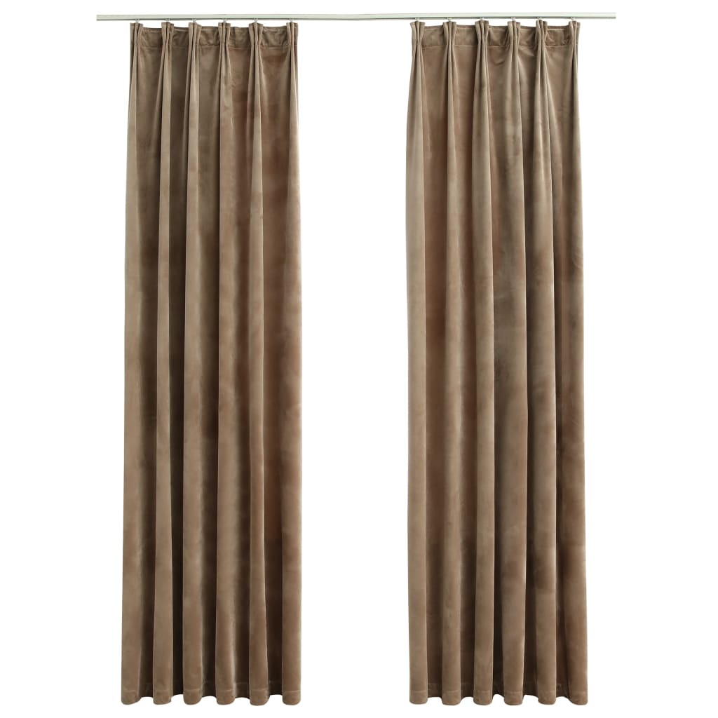 Verdunkelungsvorhänge mit Haken 2 Stk. Samt Beige 140x175cm