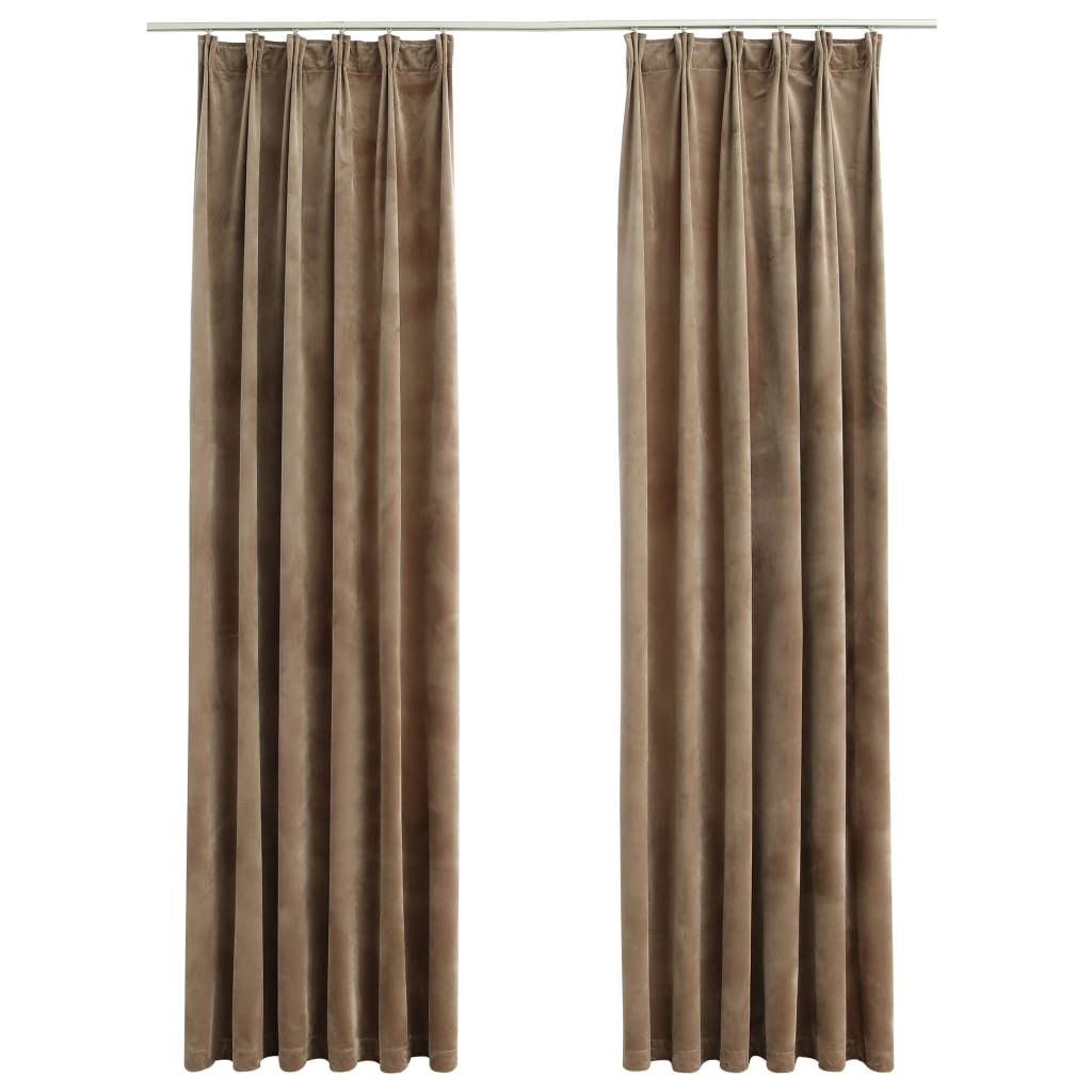 Verdunkelungsvorhänge mit Haken 2 Stk. Samt Beige 140x245 cm