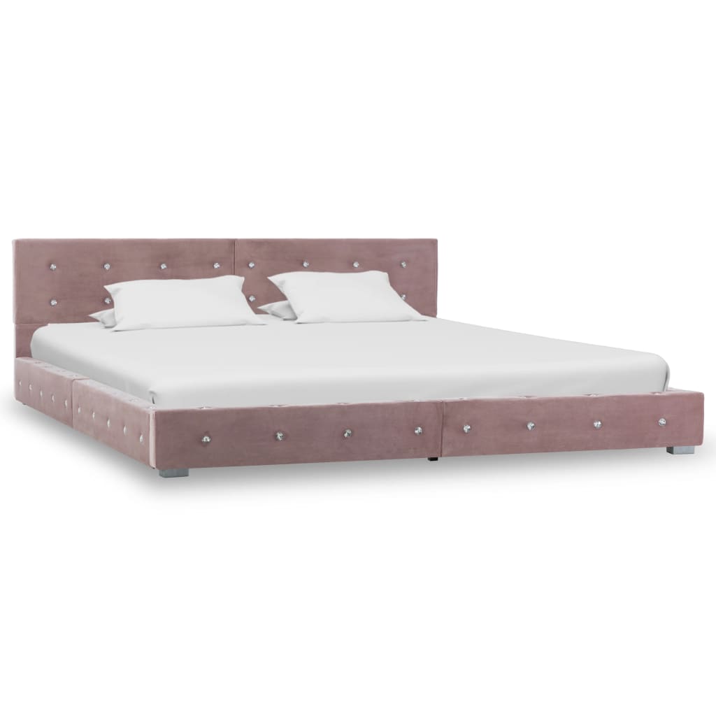 Bett mit Memory-Schaum-Matratze Rosa Samt 180x200cm