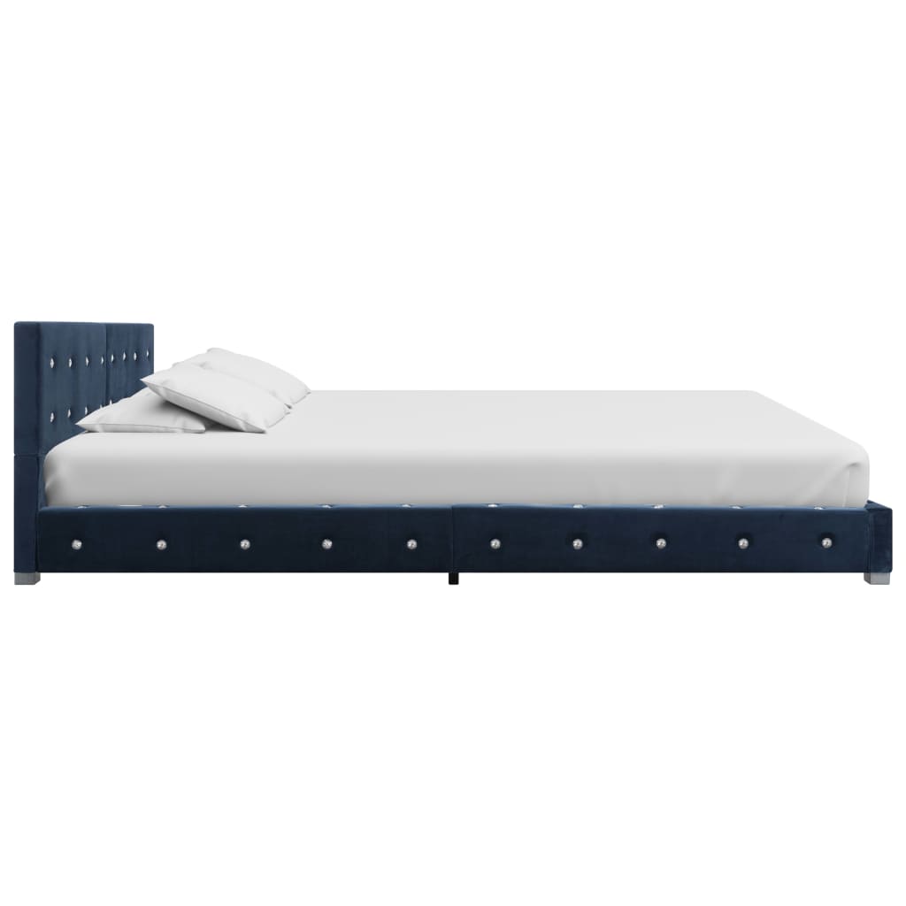 Bett mit Matratze Blau Samt 160 x 200 cm