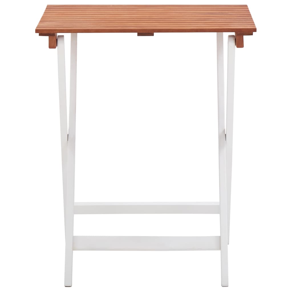 3-tlg. Bistro-Set Massivholz Akazie Dunkelbraun und Weiß