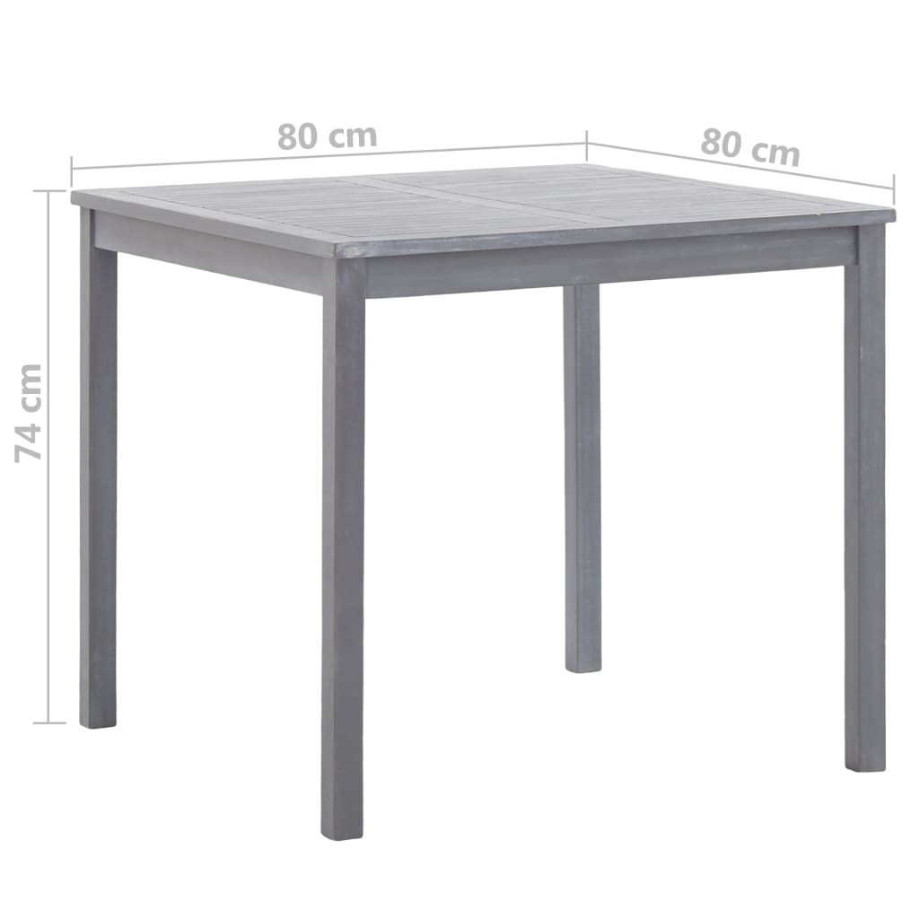 Gartentisch Grau 80x80x74 cm Akazie Massivholz