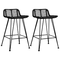 Thumbnail for Barhocker 2 Stk. Schwarz Rattan