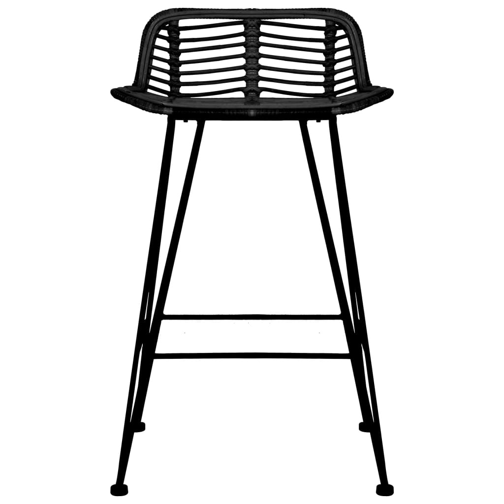 Barhocker 2 Stk. Schwarz Rattan