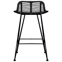 Thumbnail for Barhocker 2 Stk. Schwarz Rattan