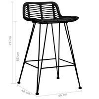 Thumbnail for Barhocker 2 Stk. Schwarz Rattan
