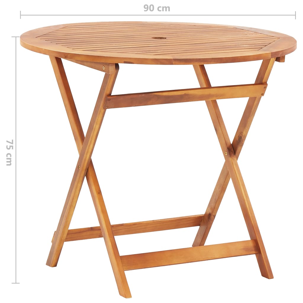 Klappbarer Gartentisch 90 x 75 cm Massivholz Akazie