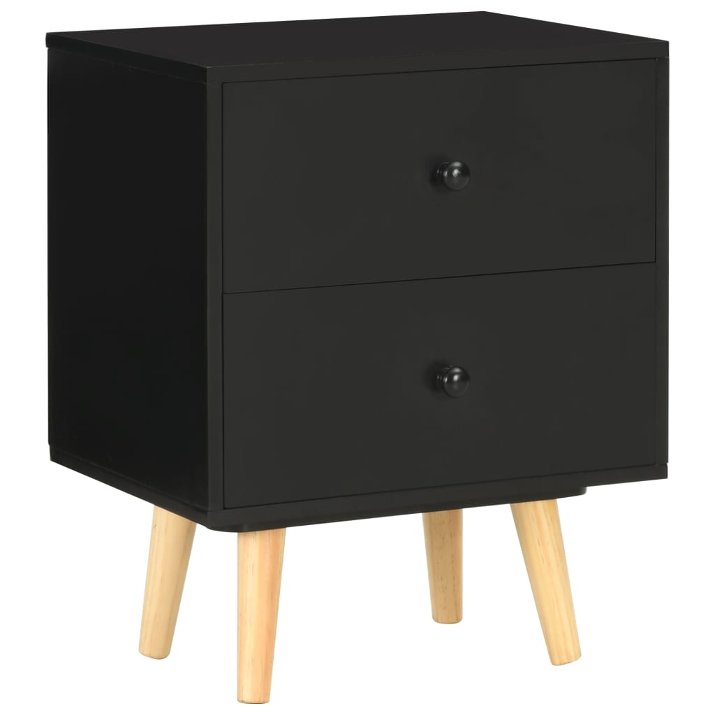 Nachttische 2 Stk. Schwarz 40 x 30 x 50 cm Kiefer Massivholz